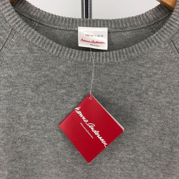 Hanna Andersson Girls Intarsia Pattern Grey Sweater Dress Cotton Girls 10 NWT - Picture 9 of 13